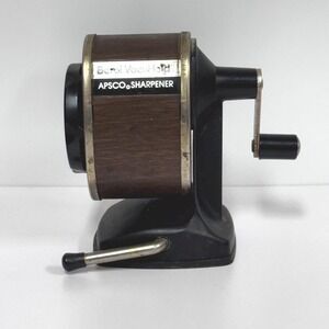 Vintage Berol Vacuhold Apsco Hand Crank Pencil Sharpener with faux wood grain